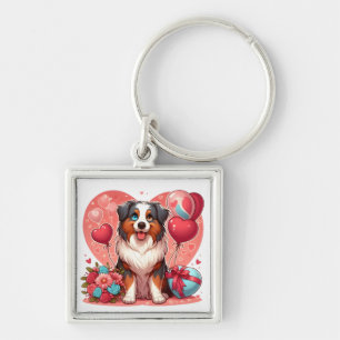 Valentijnsdag - Australian Shepherd 2 - Sleutelhanger