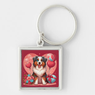 Valentijnsdag - Australian Shepherd 2 - Sleutelhanger