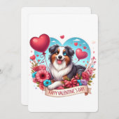Valentijnsdag - Australian Shepherd 3 - Feestdagenkaart (Voorkant / Achterkant)