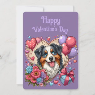 Valentijnsdag - Australian Shepherd 4 -  Feestdagenkaart