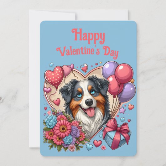 Valentijnsdag - Australian Shepherd 4 - Feestdagenkaart (Voorkant)