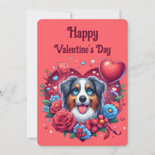 Valentijnsdag - Australian Shepherd 5 - Feestdagenkaart