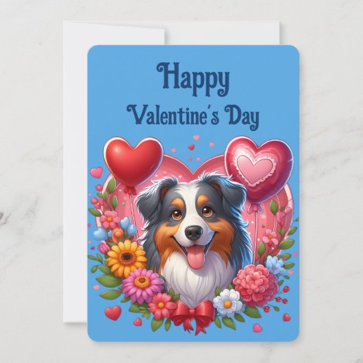 Valentijnsdag - Australian Shepherd 6 -  Feestdagenkaart (Voorkant)