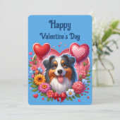 Valentijnsdag - Australian Shepherd 6 -  Feestdagenkaart (Staand voorkant)