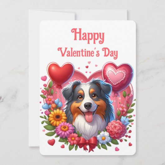 Valentijnsdag - Australian Shepherd 6 -  Feestdagenkaart (Voorkant)