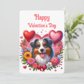 Valentijnsdag - Australian Shepherd 6 -  Feestdagenkaart (Staand voorkant)