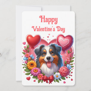 Valentijnsdag - Australian Shepherd 6 -  Feestdagenkaart