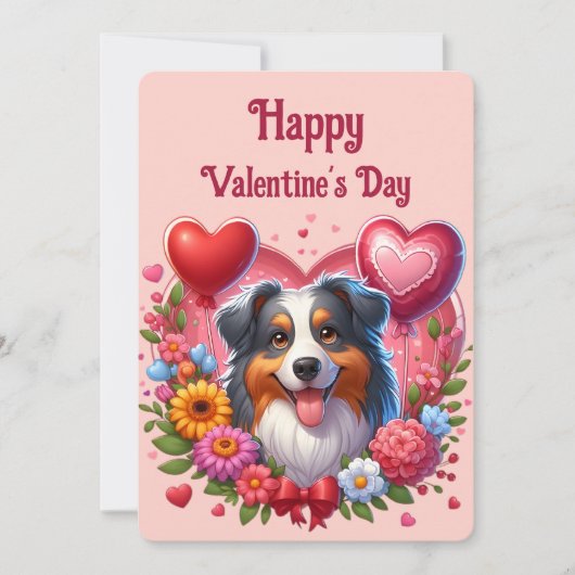 Valentijnsdag - Australian Shepherd 6 -  Feestdagenkaart (Voorkant)