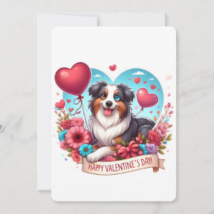 Valentijnsdag - Australische Herder 3 - Feestdagenkaart