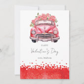 Valentijnsdag auto Elegant gepersonaliseerd Feestdagenkaart (Voorkant)