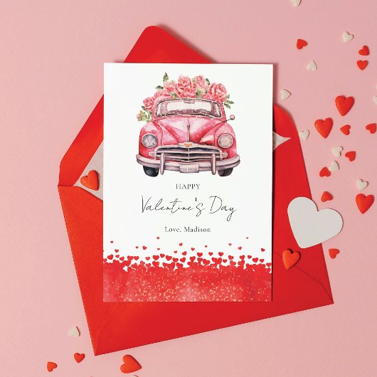 Valentijnsdag Auto Elegant Persoonlijk Feestdagenkaart