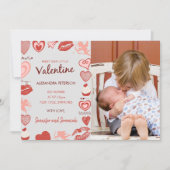 Valentijnsdag baby aankondiging grijze cupido's (Voorkant)