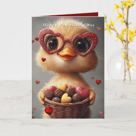 Valentijnsdag Baby Eend Hart Bril Kaart