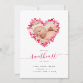 Valentijnsdag Baby Flat Announcement Kaart (Voorkant)