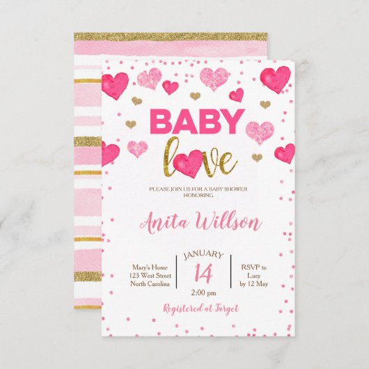 Valentijnsdag Baby Liefde Shower Kaart (Voorkant / Achterkant)