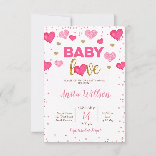 Valentijnsdag Baby Love Shower Kaart (Voorkant)