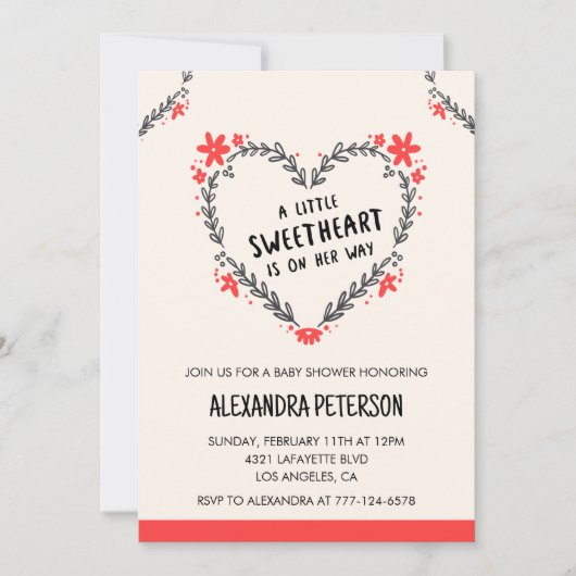 Valentijnsdag baby shower bloemenhart kaart (Voorkant)