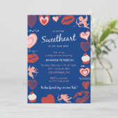 Valentijnsdag baby shower invitatie blauw kaart (Staand voorkant)