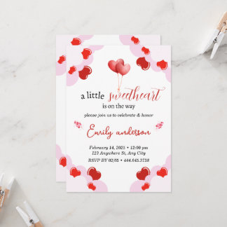 Valentijnsdag Baby shower Invitation Hearts Kaart