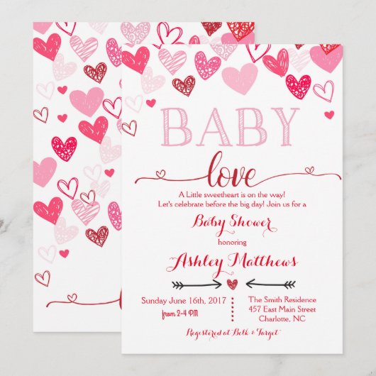 Valentijnsdag Baby shower Kaart (Voorkant / Achterkant)