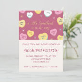 Valentijnsdag baby shower kleurrijk snoep hart kaart (Staand voorkant)