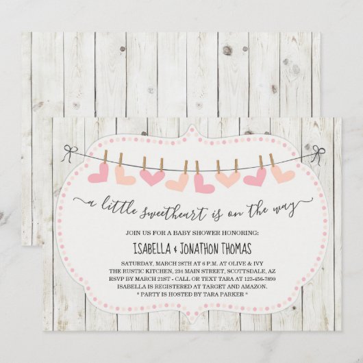 Valentijnsdag Baby shower - Meisje / Genderneutraa Kaart (Voorkant / Achterkant)