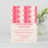 Valentijnsdag baby shower modern roze harten kaart (Staand voorkant)