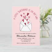 Valentijnsdag baby shower nodig envelop harten kaart (Staand voorkant)
