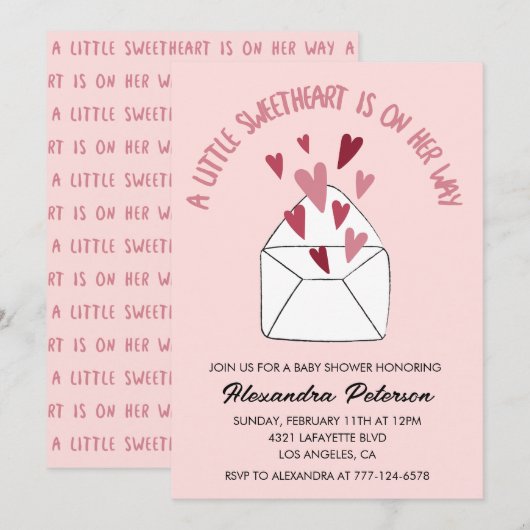 Valentijnsdag baby shower nodig envelop harten kaart (Voorkant / Achterkant)