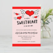 Valentijnsdag baby shower pasgeboren harten kaart (Staand voorkant)