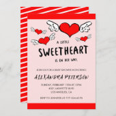 Valentijnsdag baby shower pasgeboren harten kaart (Voorkant / Achterkant)