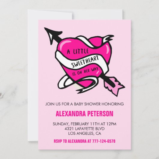 Valentijnsdag baby shower Roze hartpijl Kaart (Voorkant)