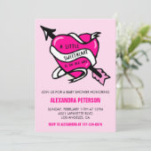 Valentijnsdag baby shower Roze hartpijl Kaart (Staand voorkant)