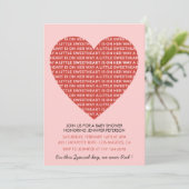 Valentijnsdag baby shower roze rood groot hart kaart (Staand voorkant)