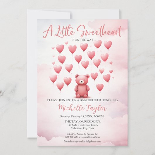 Valentijnsdag baby shower Schattige Beer Sweethear Kaart (Voorkant)