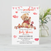 Valentijnsdag Baby shower Teddy Bear Hearts Kaart (Staand voorkant)