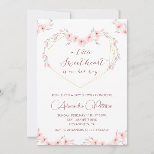 Valentijnsdag baby shower uitnodiging Elegant (Voorkant)