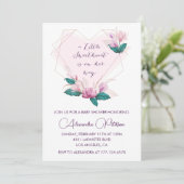 Valentijnsdag baby shower uitnodiging Elegant roze (Staand voorkant)