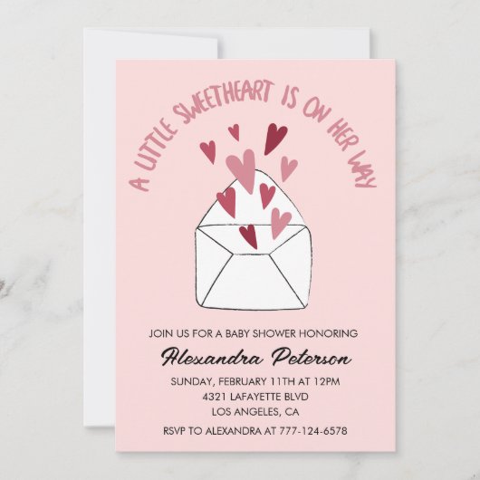 Valentijnsdag baby shower uitnodiging envelop hart (Voorkant)