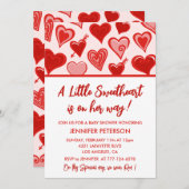 Valentijnsdag baby shower uitnodiging roze en rood (Voorkant / Achterkant)