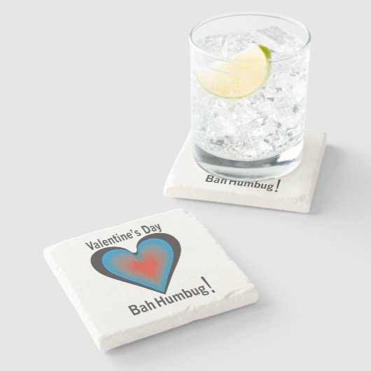 Valentijnsdag Bah Humbug Stenen Onderzetter (Zijkant)