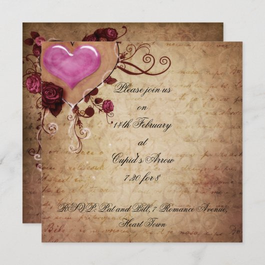 Valentijnsdag Ball Uitnodiging (Voorkant / Achterkant)