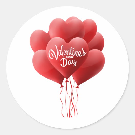 Valentijnsdag-ballonnen Ronde Sticker (Voorkant)