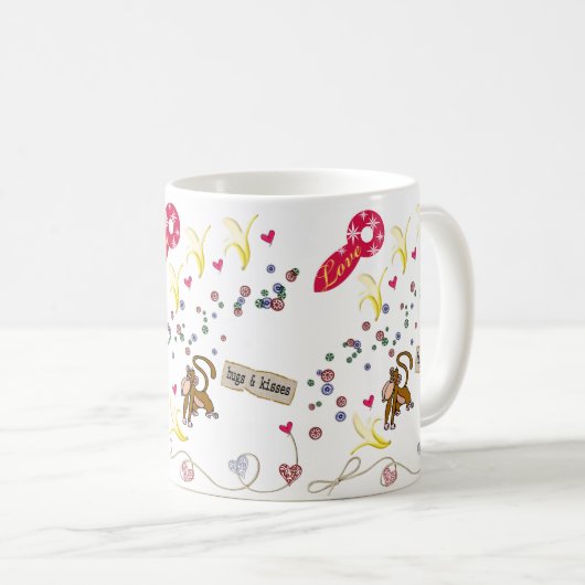 Valentijnsdag Bananen Aap Mokken (Voorkant rechts)