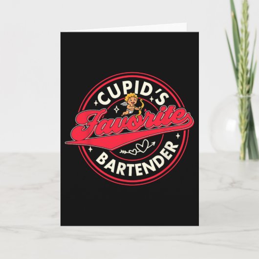 Valentijnsdag Bartender Cupido's Favoriete Bartend Kaart (Voorkant)