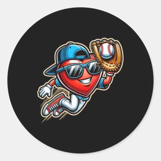 Valentijnsdag Baseball Boys Kinder Funny 2 Ronde Sticker (Voorkant)