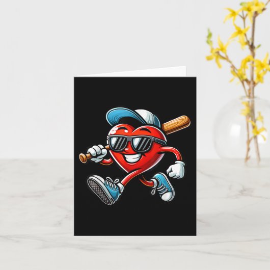 Valentijnsdag Baseball Boys Kinder Funny Kaart (Gele Bloem)