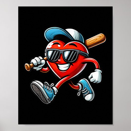 Valentijnsdag Baseball Boys Kinder Funny Poster (Voorkant)
