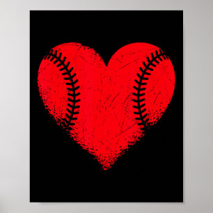 Valentijnsdag Baseball Heart Sport Boys Tiener Gir Poster
