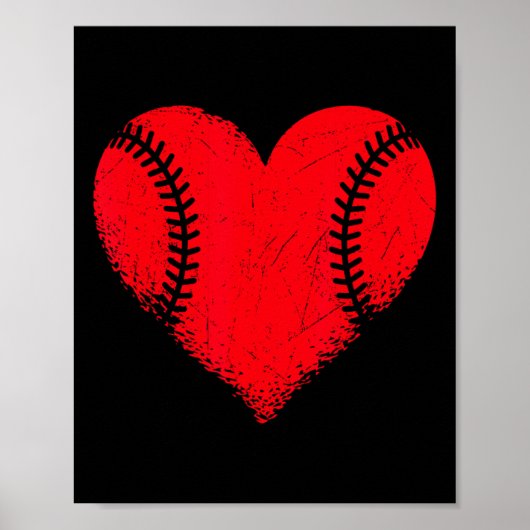 Valentijnsdag Baseball Heart Sport Boys Tiener Gir Poster (Voorkant)
